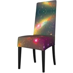FRESQA Mooie elastische eetkamerstoelhoes met Galaxy print en verwijderbare bescherming, geschikt voor de meeste stoelen zonder armleuningen