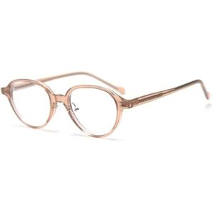 moomoobird Ovale glazen voor vrouwen mannen kleine glazen montuur TR90 montuur eyewear mode brillen heldere lens, Roze Bruin Frame, Large