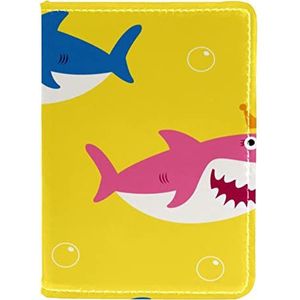 Paspoorthouder voor dames en heren, reispaspoort portemonnee paspoort cover reisdocumenten organisator haai, Meerkleurig, 10x14cm/4x5.5 in