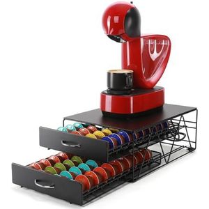 SYSYLY Koffiepads Houder voor Dolce Gusto, Capsulehouder met lades (2 Tier)，Opbergbox geschikt voor 80 koffiecups,Organizer voor cups en accessoires.