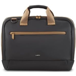 Hama Laptoptas voor laptops 13,3-14,1 inch (lichte zakelijke tas als schoudertas of draagtas, notebooktas met organizer, voorvak en binnenvak, waterafstotend, gewatteerd), Beige/zwart