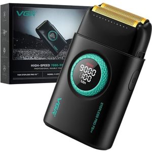 VGR 377 Scheerapparaat voor Mannen, Elektrisch Scheerapparaat voor het Scheren van Gezicht met Dubbele Folie, 21-Speed 9000 TPM Motor Kale Scheerapparaten, LED-Display