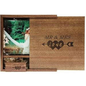 LXSINO 32 GB USB 3.0 flashdrive gegraveerd ""MR & MRS"" en ""LOVE"" - 32 GB houten USB-stick met doos (maat: 170 x 170 x 35 mm) voor bruiloft, paar, ouders (walnoot | 32 GB)