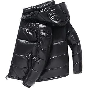 cgh Donsjack voor heren, dun en licht in de winter om te overwinnen, korte verdikte waterdichte jas met glanzend oppervlak, zwart