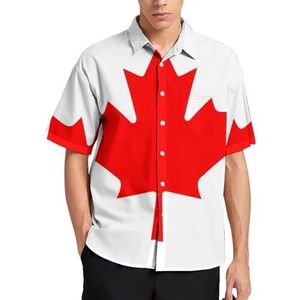 Canadese vlag zomer herenoverhemden casual korte mouwen button down blouse strand top met zak XL
