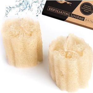 Natuurlijke Loofah Spons (x2 Pack) - Loofa Exfoliërende Spons, een Egyptische Loofah Body Exfoliator Scrubber voor douche en bad, x2 Pack