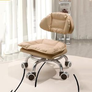 JUXDZISHW Messing, D, Roller Seat PU Lederen Lage Kruk Ronde Rollende Vloerkruk met Universele Wielen voor Home Fitness Sport Pedicure Kruk