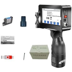Handbediende Inkjetprinter, 600 DPI 24 Taal Barcode Hand Gun Printer 12.7mm Afdrukhoogte Draagbare Handheld Inkjet Printer Codering Machine Slim Sneldrogend Printen (Color : Printer with 1 ink, Size