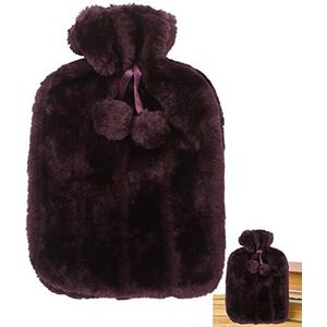 Warmwaterkruik, warmwaterkruik van zacht kunstbont, 2 liter, geïsoleerde warmwaterkruikhoezen houden de temperatuur Delr