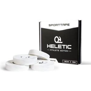 HELETIC Vingertape set van 4 sporttape 1,5 cm x 10 m Athlete Edition - Tape met extra sterke kleefkracht, gemakkelijk af te scheuren en waterafstotend (wit)