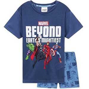 Marvel Pyjama voor jongens, pyjamaset, T-shirt met ronde hals en korte slaapbroek, pyjamabroek, cadeau voor jongens, blauw Avengers, 5-6 Jaar