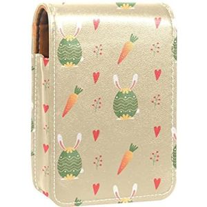 Leuke Cartoon Groen Ei Konijn Lip Gloss Houder Lipstick Case Draagbare Make-up Tas Reizen Lipstick Organizer Case met Spiegel Mini Lipstick Opbergdoos voor Vrouwen