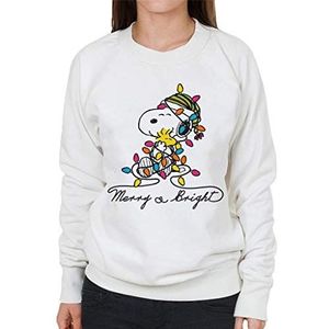 Peanuts Merry And Bright Snoopy Christmas dames sweatshirt wit, Wit, M