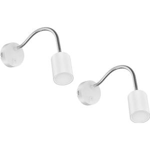 ledscom.de 2 stuks leeslamp WAIKA met zwanenhals en schakelaar wit mat GU10 LED lamp warm wit 3-staps dimmen: max. 500lm per stuk