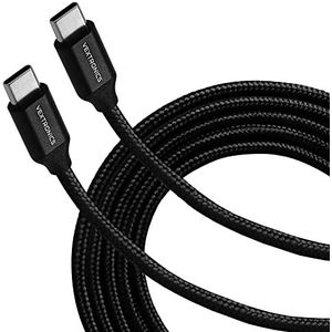 Vextronics USB C naar USB C-kabel, gevlochten, 5A 100 W type C oplaadkabel compatibel met iPad Pro MacBook Pro S22 S22 Ultra S21 S20+ Note 10 Google Pixel en meer (zwart)