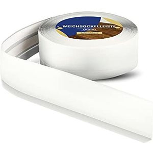 DQ-PP Zachte plint, 5 m, wit, 50 x 15 mm, pvc, zelfklevend, knikhoek plint, hoekprofiel, eindlijst, vloerlijst, rubberen plint