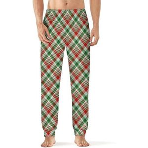 Rood Groen Geruite Mannen Pyjama Broek Zachte Lounge Bottoms Met Pocket Slaap Broek Loungewear