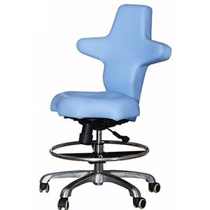 Rolbank, verstelbare spa-bank, draaibare salonbank Tandartsstoel, medische kruk, verstelbare hydraulische zitting, 49-64 cm, draaibaar, 5 wielen, PU-leer, blauw