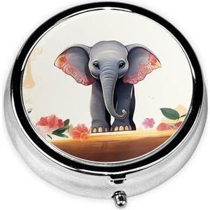 Pillendoos 3 compartimenten ronde pillenorganizer Lucky Elephant pillenetui voor portemonnee draagbare reizen pillendoos metalen kleine pillencontainer voor dagelijks medicijnsupplement vitamine