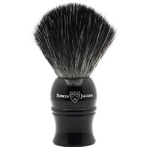 Edwin Jagger 1EJ336SYN Klassieke zwarte scheerkwast van synthetische vezels, milieuvriendelijk, veganistisch, voor scheercrème of scheerzeep voor mannen en vrouwen (imitatie ebbenhout)