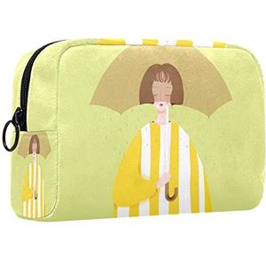 Make-up tas,draagbare cosmetische tas,paraplu cartoon meisje,Travel Makeup Case Organizer voor vrouwen met handvat