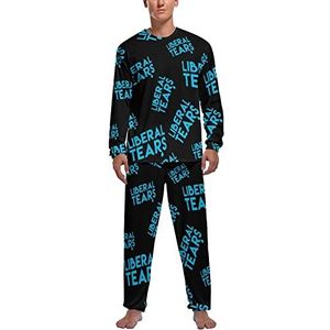 Blue Liberal Tranen Zachte Heren Pyjama Set Comfortabele Lange Mouw Loungewear Top En Broek Geschenken 2XL