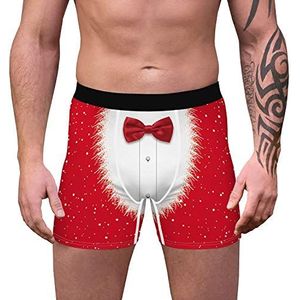 Oduo Heren Grappige Boxers Shorts Nieuwigheid 3D Creatieve Kerst Gedrukt Boxer Slips Zachte Polyester Ademend Gepersonaliseerde Ondergoed Trunks M-XXL, Cadeau voor Vriend, Rode strik, L