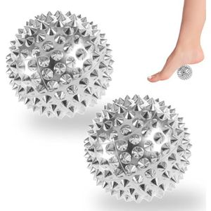 2 stuks egelbal massagebal, egelbal massagebal set, magnetische acupressuurballen, voor plantaire spierregeneratie, myofasciale ontspanning (zilver)