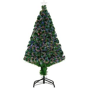 HOMCOM LED-kerstboom kunstkerstboom kerstboom dennenboom boom met metalen standaard, glasvezel kleurwisselaar, groen, 120 cm