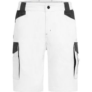 BWOLF Daytona werkshorts stretch, werkbroek voor heren, korte werkbroek met veel zakken, wit, M