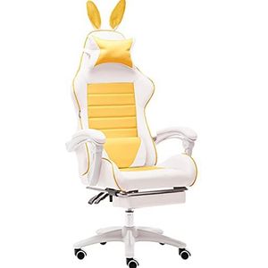 Computerstoel Voor Thuis Gamestoel Voor Game-anker Bureaustoel Verstelbare Draaistoel Rugleuning Verstelbaar 150° (Color : Yellow, Size : 120-128cm)