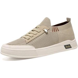 Heren Boot Schoenen Casual Loafers Slip Op Wandelen Jurk Sneakers Mesh Business Oxfords Werk Lichtgewicht Zachte Zool, Kaki, 42 EU