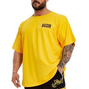 BGSM Sportswear MUSCLEWEAR Ragtop Rag Top T-shirt bodybuilding heren halve mouw 3379-geel, geel, S