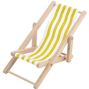 Dollhouse strandstoel, compacte, duurzame mini-strandstoel, lichtgewicht pop strandstoel speelgoed DIY poppenhuis decor voor meisje (gele strepen)