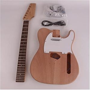 Unfinished Maple Hals Fretboard Mahonie Body 22 Frets Voor Tele Elektrische Gitaar Kit Zelfbouw Diy Elektrische Gitaar Kit (Color : 02)