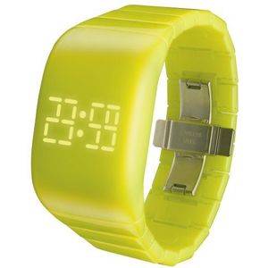 o.d.m. Illumi Unisex horloge met gele wijzerplaat digitaal display en gele plastic armband DD133-07, Geel/Geel, Armband