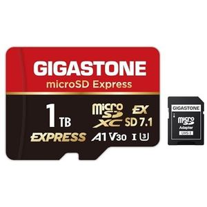 GIGASTONE 1TB microSD Express, MicroSDXC Express geheugenkaart SD 7.1 Snelheid tot R/W 800/650MB/s Compatibel met Nintendo-Switch 2, professionele camera, A1 V30 U3, met SD-adapter