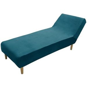 Luxe Fluwelen Chaise Lounge Hoes Zachte Pluche Chaise Hoes Stretch Armloze Chaise Lounge Hoes Meubelbeschermers Wasbare Fauteuil Bank Hoes Voor Woonkamer Slaapkamer(Color:Water blue)
