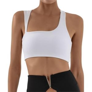 Sportbeha Gymtop Sport-bh Met Vierkante Hals, Schokbestendig, Comfortabel, Draadloos, Fitness-yoga-bh Outfits Fitness(White,S)