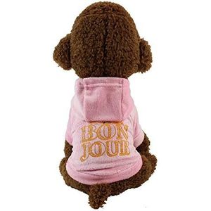 YABAISHI Huisdieren Shirt Polyester Hooded T-shirt van de Kat hondenkleding herfst en winter Geladen Kleine Hond (Color : 2, Size : S)
