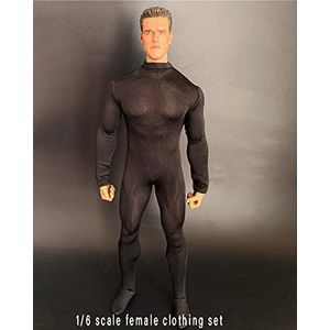 MDybf 1/6 schaal mannelijke figuur poppenkleding, zwarte bodysuit, kostuum for 12 inch mannelijke actiefiguur 1/6 schaal actiefiguurset