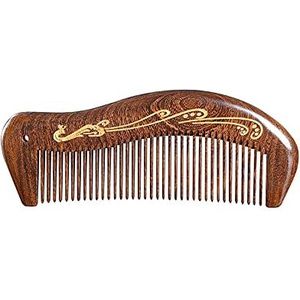 Sandelhout Houten Haar Kam Handgemaakte Houten Kam Sandelhout Antistatische Haar Kam Fijne Tand Haar Kammen voor Mannen Vrouwen Kinderen Baard Kam Goed cadeau (Kanarie Pauw)
