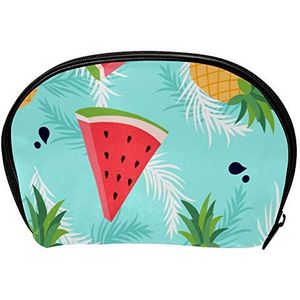 Universele Ruime Handtas Case Make-up Cosmetische Schoonheid Opbergtassen,Gezichtsreiniger Skincare Kit Pouch Klassieke Tropische Vintage Zomer Fruit Print, Draagbare Elektronica Accessoires Organizer