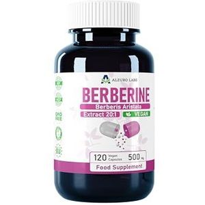 Alzuro Labs Berberine | 10.000 mg equivalent (500 mg 20:1 extract Berberis Aristata) | 120 veganistische capsules | hoge dosis | voorraad voor 4 maanden | laboratorium getest | GMP-gecertificeerd