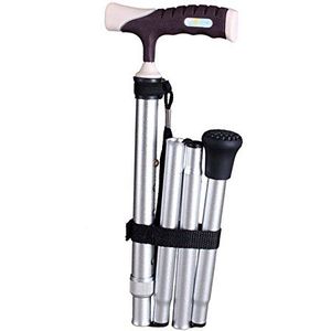 Wandelstok Aluminium Enkele Kruk Ouderen Antislipstok Verstelbare Hoogte Verstelbare Walker, Zilver-2uses Made in China