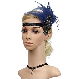 Veer Hoofdband Mode Ontwerp Party Hoofdband Hoofddeksel Veer Flapper Hoofdband Great Gatsby Hoofdtooi Vintage Prom Haaraccessoires Carnaval Veer Hoofdband (Size : Navy)