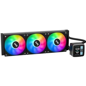 SAMA LD 360mm AIO - CPU Liquid Cooler - Aanpasbaar 2,8"" vierkant LCD-scherm voor afbeeldingen - 3 × 120 mm CPU-koeler ARGB PWM-ventilator voor Intel: LGA775,115X,1366,1200,1700 AMD:AM5,AM4 - Zwart