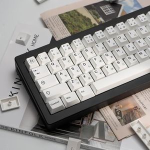 TIMSEKER Set met 125 witte PBT-toetsen, aangepaste Japanse keycaps, minimalistische esthetische keycaps met kersenprofiel, Dye Sub Gaming Keycaps voor Cherry MX-schakelaars, ANSI mechanisch