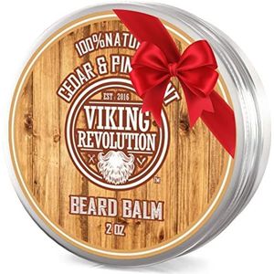 Viking Revolution Beard Balm Cedar & Pine Scent w/Argan & Jojoba Oils - Styles, Strengthens & Softens Beards & Mustaches - Leave in Conditioner Wax for Men