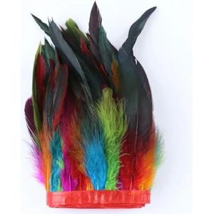 1 meter natuurlijke hanenveren trim zwarte kleding naaien lint 15-20cm veren franje voor carnaval decoratie pluimen ambachten-gemengde kleur-1 meter